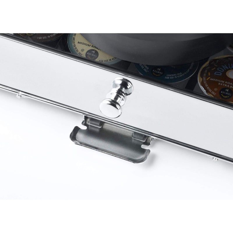 Nifty Solutions Nifty Rolling Coffee Pod Drawer - Glass Top & Chrome Finish, Compatible with K-Cups, 36 Pod Pack Holder, Compact Under Coffee Pot Storage Drawer, Slim Home Kitchen Counter Organizer - Image 3